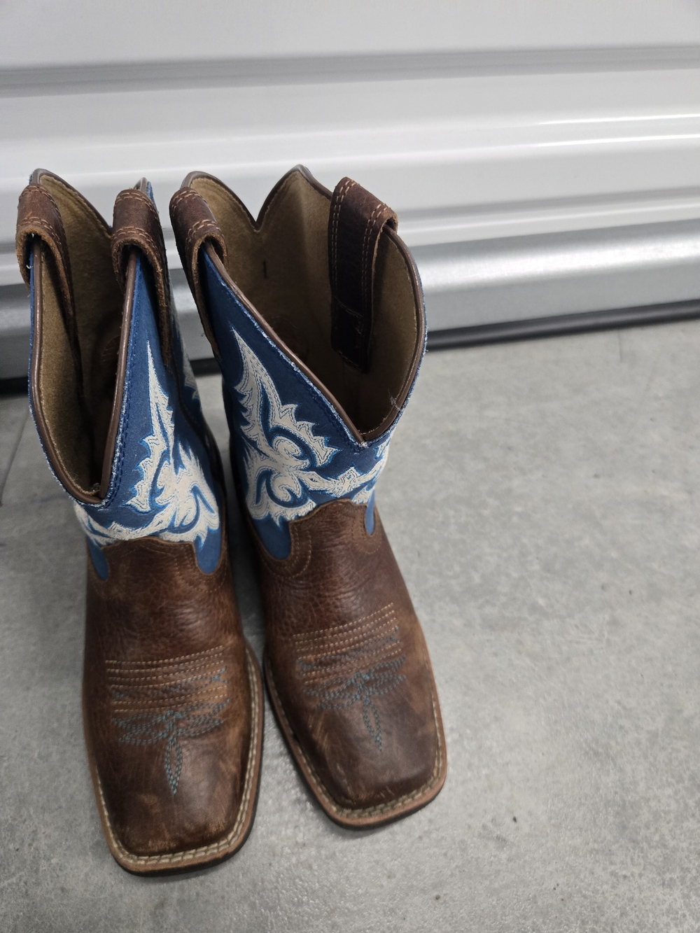 Ariat Brown and Blue Kids Cowboy Boots